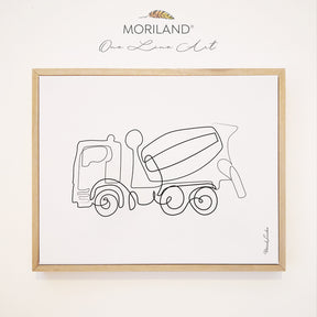 One Line Drawing Print, Cement Mixer Art, Construction Print, Vehicle Print, Toddler Boy Room Decor, Transportation Decor, Vehicle Framed Canvas, Boy Nursery One Line Art, Toddler Bedroom Decor, Minimalist Art, Cement Mixer Decor, MORILAND Art, Kids Poster by MORILAND
