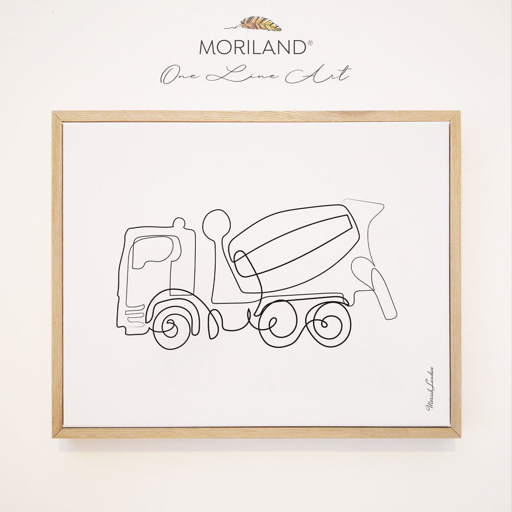 One Line Drawing Print, Cement Mixer Art, Construction Print, Vehicle Print, Toddler Boy Room Decor, Transportation Decor, Vehicle Framed Canvas, Boy Nursery One Line Art, Toddler Bedroom Decor, Minimalist Art, Cement Mixer Decor, MORILAND Art, Kids Poster by MORILAND