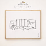 One Line Drawing Print, Garbage Truck Art, Construction Print, Vehicle Print, Toddler Boy Room Decor, Transportation Decor, Vehicle Framed Canvas, Boy Nursery One Line Art, Toddler Bedroom Decor, Minimalist Art, Garbage Truck Decor, MORILAND Art, Kids Poster by MORILAND