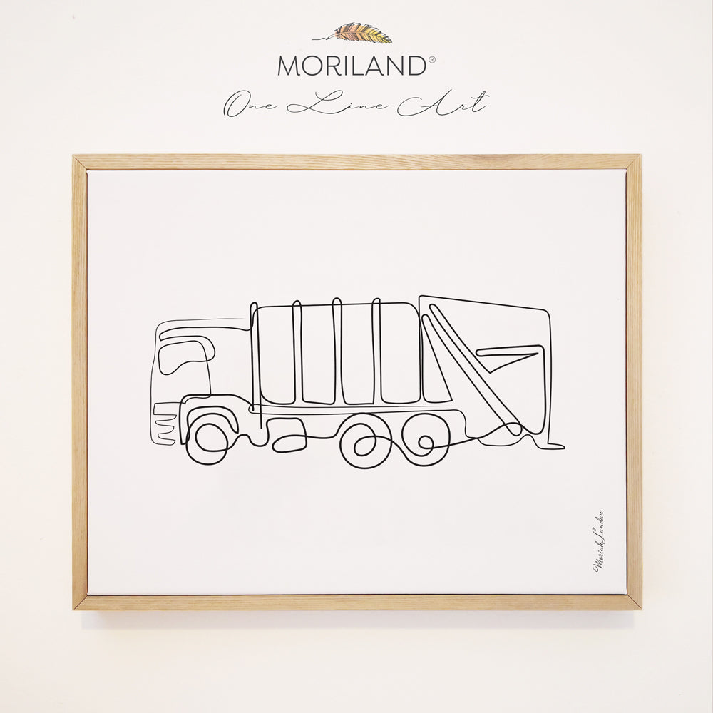 One Line Drawing Print, Garbage Truck Art, Construction Print, Vehicle Print, Toddler Boy Room Decor, Transportation Decor, Vehicle Framed Canvas, Boy Nursery One Line Art, Toddler Bedroom Decor, Minimalist Art, Garbage Truck Decor, MORILAND Art, Kids Poster by MORILAND