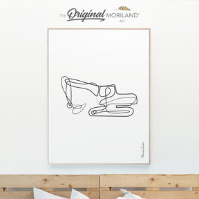 One Line Drawing Digger Print - Vertical, Construction Art, Toddler Boy Room Art, Transportation Decor Printable, Minimalist Art, Transportation Wall Art, Printable, Minimalist Nursery, MORILAND