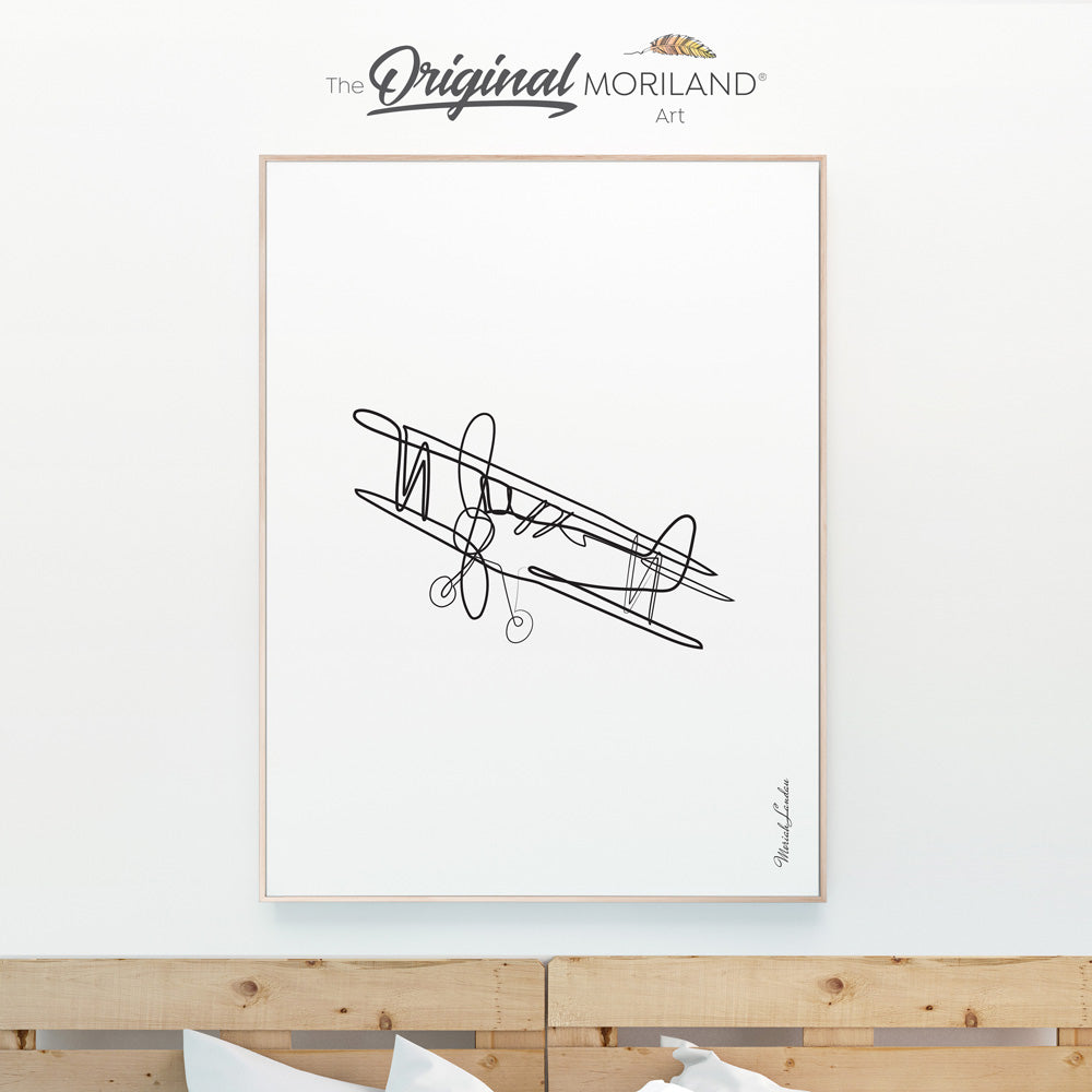 One Line Drawing Plane Print - Vertical, Toddler Boy Room Art, Transportation Decor Printable, Minimalist Art, Airplane Art, Transportation Wall Art, Printable, Minimalist Nursery, MORILAND