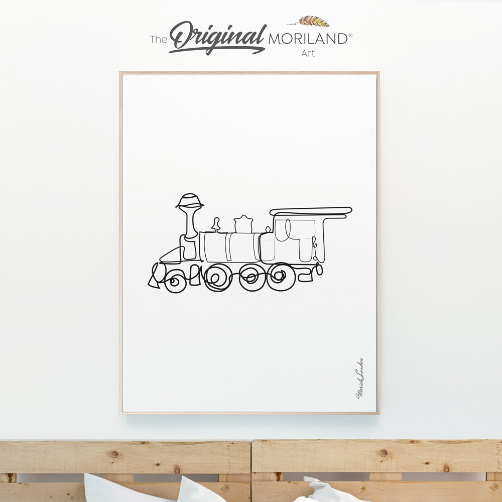 One Line Drawing Train Print - Vertical, Toddler Boy Room Art, Transportation Decor Printable, Minimalist Art, Transportation Wall Art, Printable, Minimalist Nursery, MORILAND