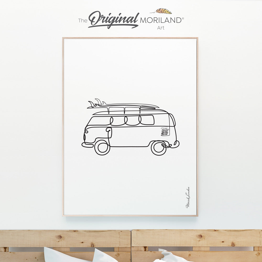 One Line Drawing Van Print - Vertical, Toddler Boy Room Art, Transportation Decor Printable, Minimalist Art, Surf Girl Room Art, Transportation Wall Art, Printable, Minimalist Nursery, MORILAND