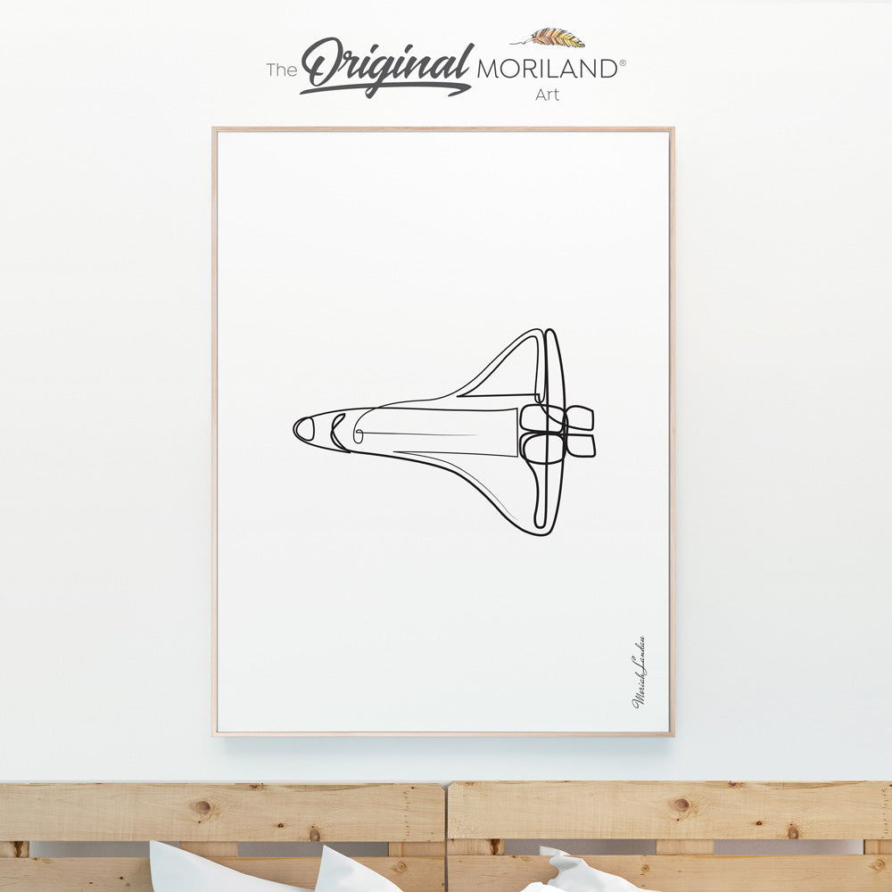 One Line Drawing Space Shuttle Print - Vertical, Toddler Boy Room Art, Printable Space, Minimalist Art, Space Girl Room Art, Transportation Wall Art, Printable, Minimalist Nursery, MORILAND