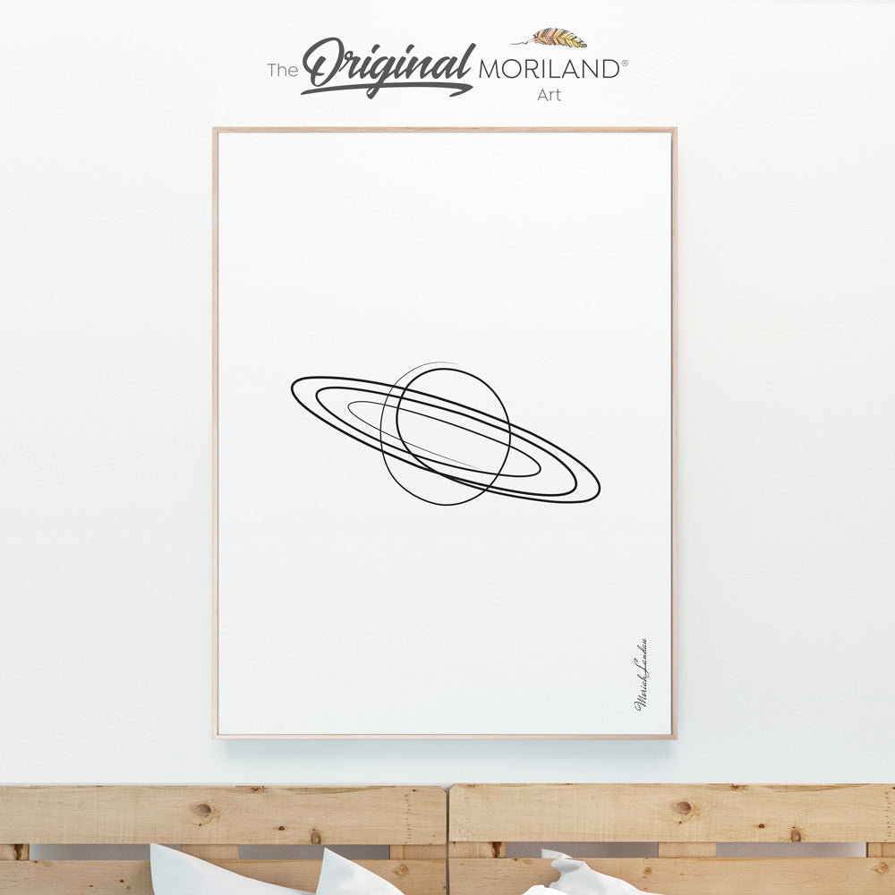 One Line Drawing Saturn Planet Print - Vertical, Toddler Boy Room Art, Printable Space, Minimalist Art, Space Girl Room Art, Transportation Wall Art, Printable, Minimalist Nursery, MORILAND