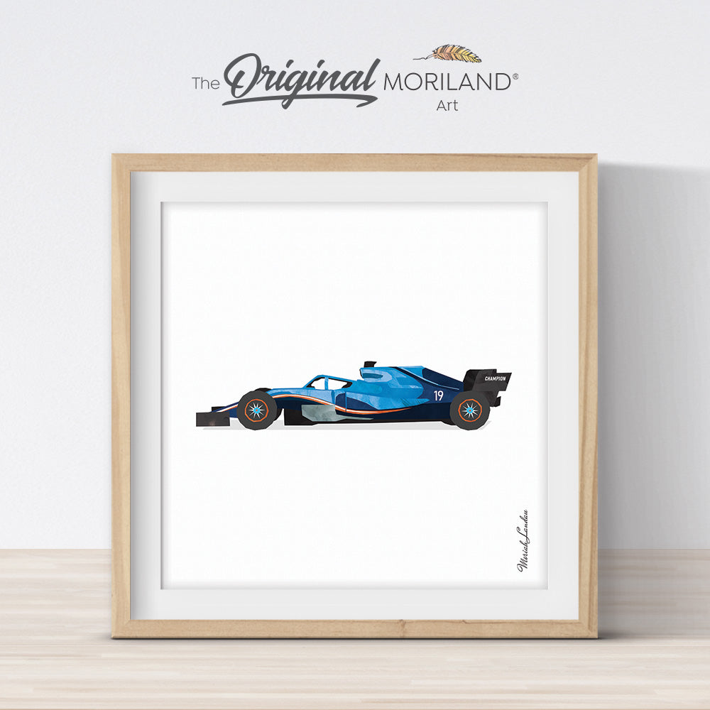 Blue Classic Road Racing Car Print - Printable Art