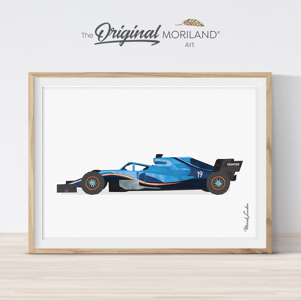 Blue Classic Road Racing Car Print - Printable Art