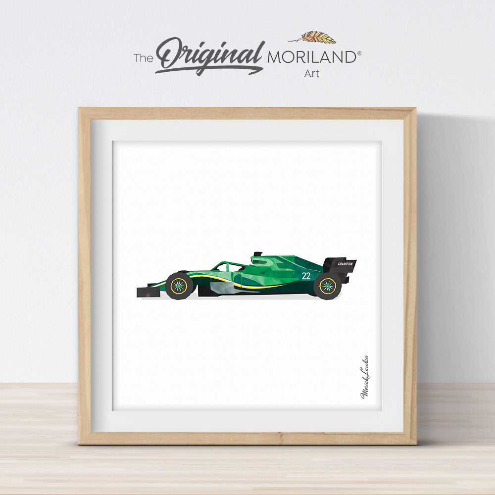 Green Classic Road Racing Car Print - Printable Art