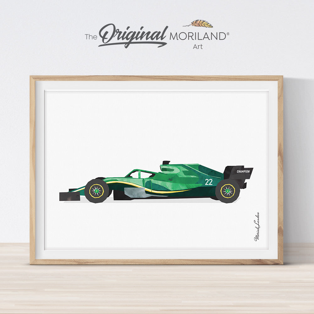 Green Classic Road Racing Car Print - Printable Art