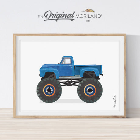 Old truck monster truck printable art for boy bedroom decor by MORILAND