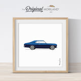 Blue Classic Muscle Car Print - Printable Art