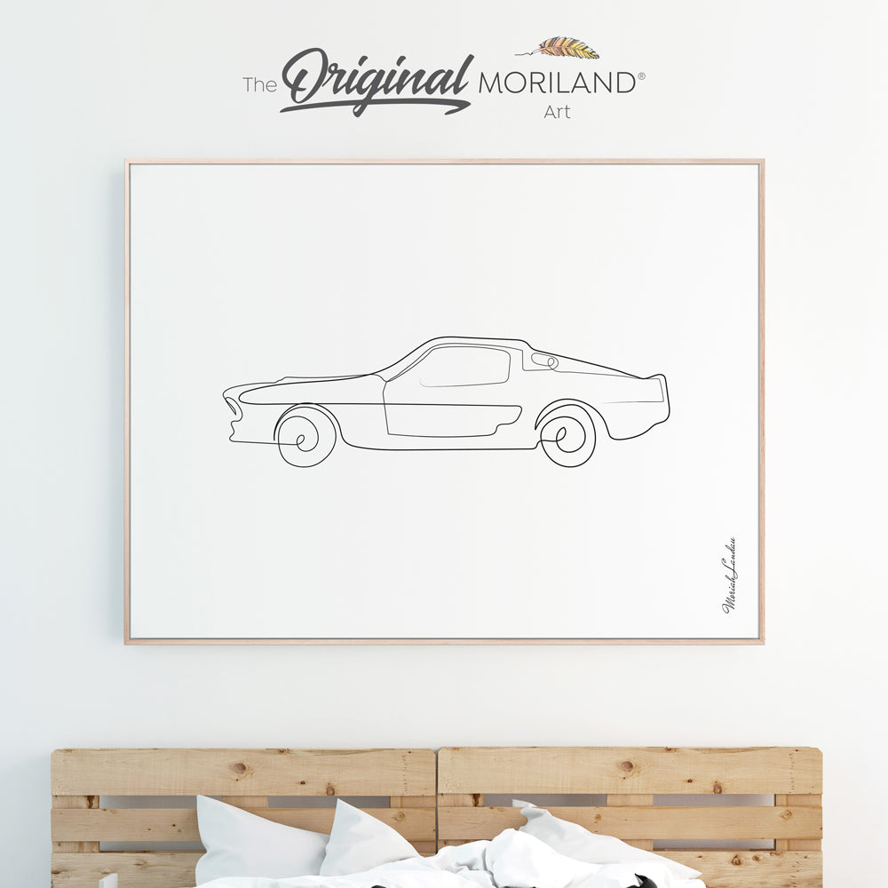 Sports Car - One Line Art Drawing Print - Printable Art