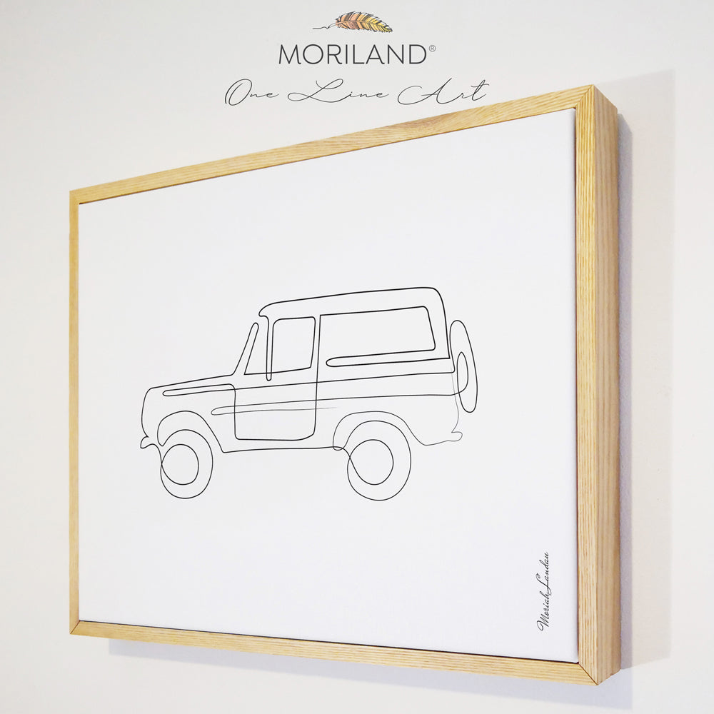 Classic SUV - One Line Art Drawing Print - Framed Canvas Print