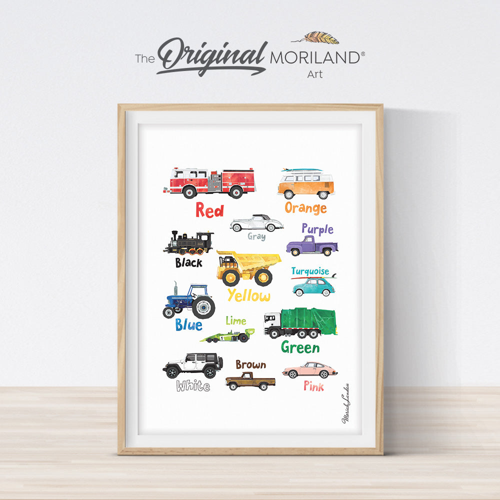 Learning Colors with Vehicles Print | Vertical - Printable Art