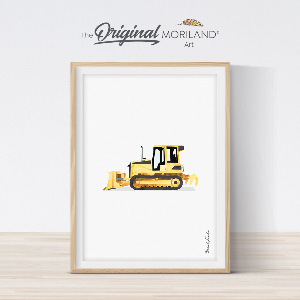 construction truck bulldozer wall art print for toddler room decor by MORILAND