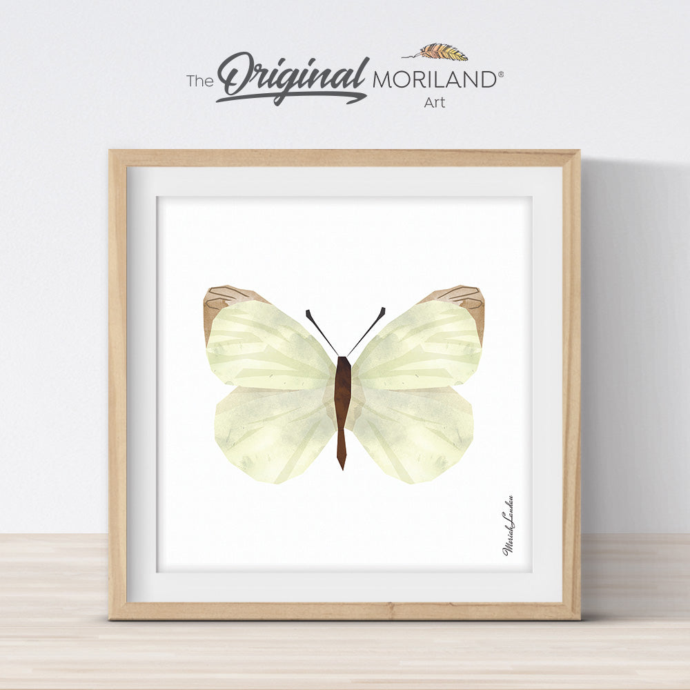 Beige Butterfly Print - Printable Art