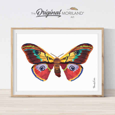 Watercolor Moth butterfly printable wall art for girls bedroom décor by MORILAND