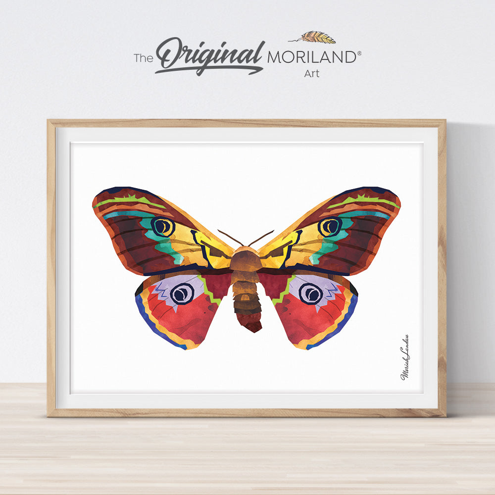 Watercolor Moth butterfly printable wall art for girls bedroom décor by MORILAND