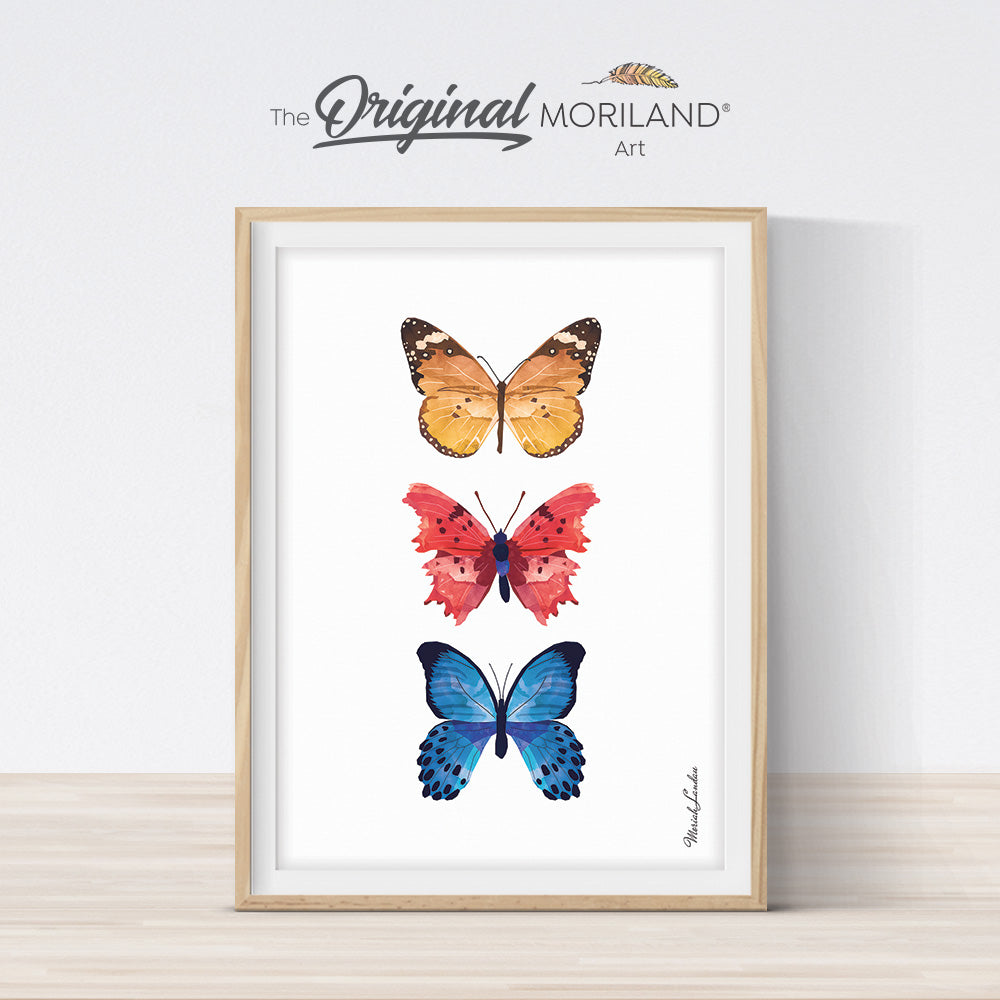 watercolor butterflies wall art print for kids room decor by MORILAND