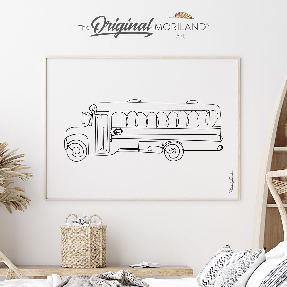 School Bus - One Line Art Drawing Fine Art Paper Print, School Bus Wall Art, School Bus Decor,  Vehicle Poster, Toddler Room Decor, Boy Nursery Decor, Transportation Decor, Kids Poster