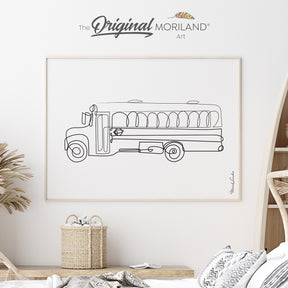 School Bus - One Line Art Drawing Fine Art Paper Print, School Bus Wall Art, School Bus Decor,  Vehicle Poster, Toddler Room Decor, Boy Nursery Decor, Transportation Decor, Kids Poster