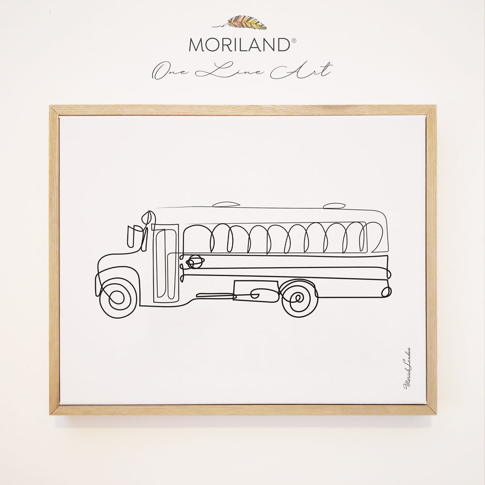 One Line Drawing Print, Bus Art, Construction Print, Vehicle Print, Toddler Boy Room Decor, Transportation Decor, Vehicle Framed Canvas, Classroom Print, Boy Nursery One Line Art, Toddler Bedroom Decor, Minimalist Art, School Bus Decor, MORILAND Art, Kids Poster by MORILAND
