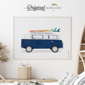 vintage car watercolor drawing wall art poster print for kids room decor by MORILAND 