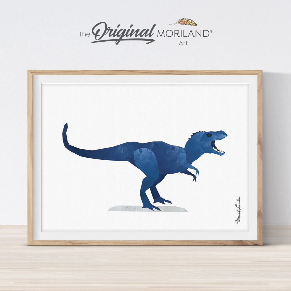 Navy Dinosaur Print, Tyrannosaurus Print, Dinosaur Printable, Toddler Boy Room Decor, Watercolor Dinosaur, Dino Poster, By MORILAND Wall Art