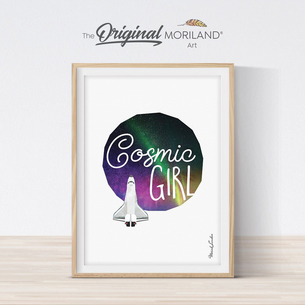 galaxy outer space shuttle print for girl bedroom decor 