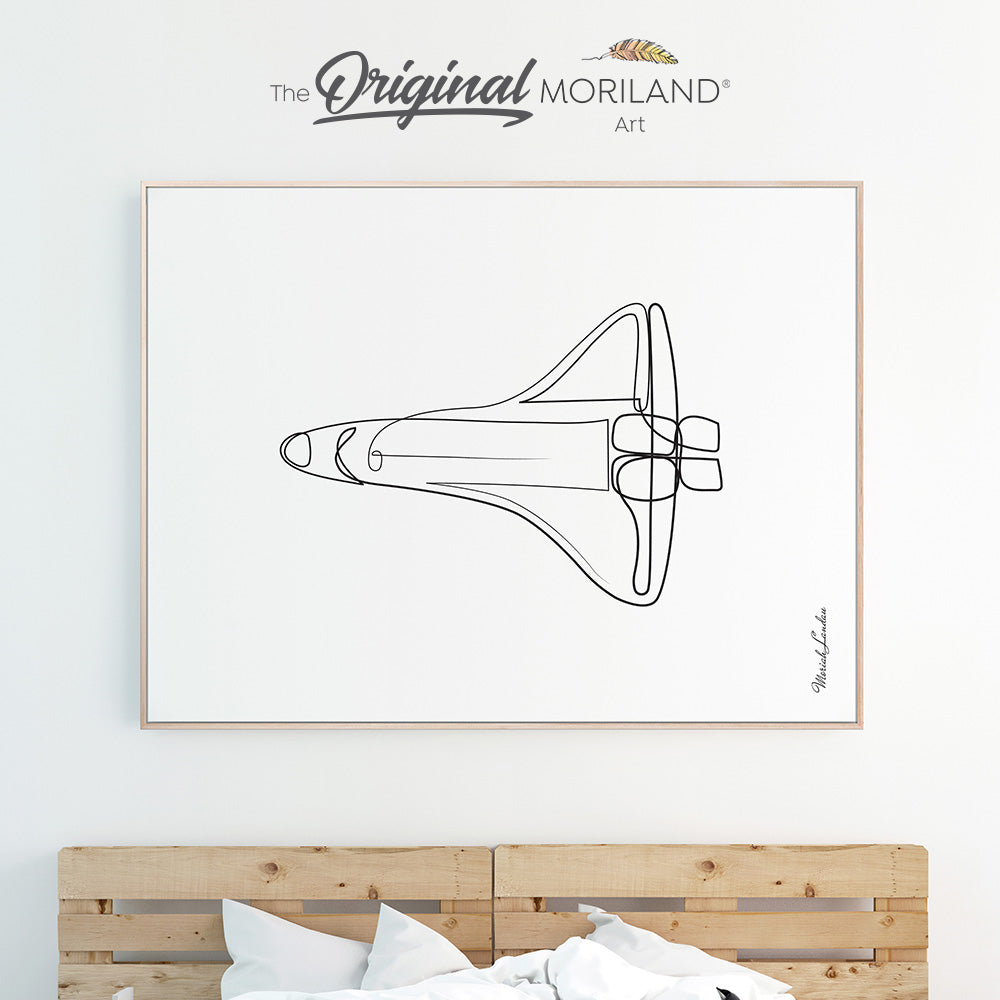 Space Shuttle - One Line Art Drawing Print - Printable Art