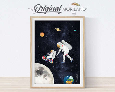 Astronaut in Space Art | Vertical - Printable Set of 4 - LAND5