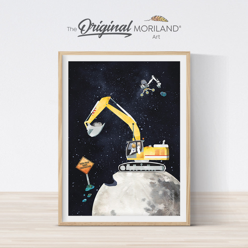 Construction on the Moon Print | Vertical - Printable Art