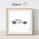 White Classic Sports Car Print - Printable Art