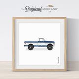 Navy Blue High Classic Pickup Truck Print - Printable Art