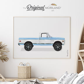 Baby Blue High Classic Pickup Truck Fine Art Paper Print, Pickup Truck Print, Pickup Truck Wall Art, Classic Car Print, Boy Nursery Decor, Car Poster, Transportation Art, Kid Room Decor, Classroom Wall Art, Kids Poster by MORILAND