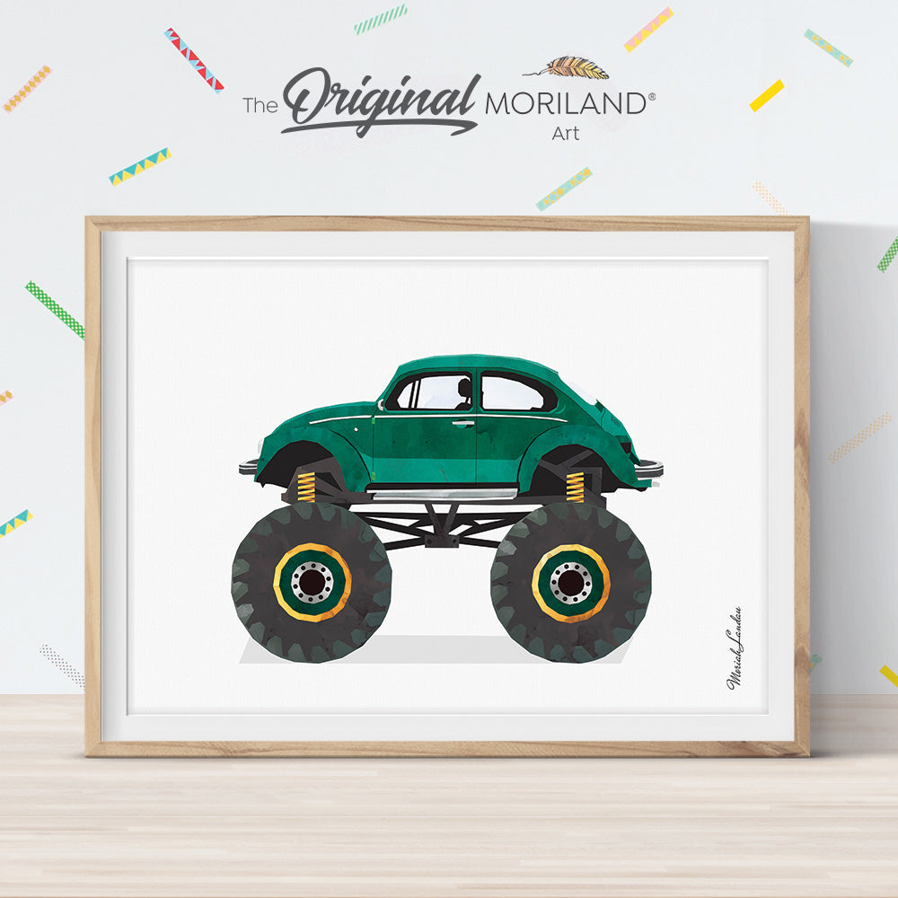 car monster truck pun print for boy bedroom decor by MORILAND