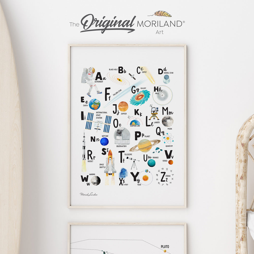 Educational Space Alphabet Fine Art Paper Print | Vertical