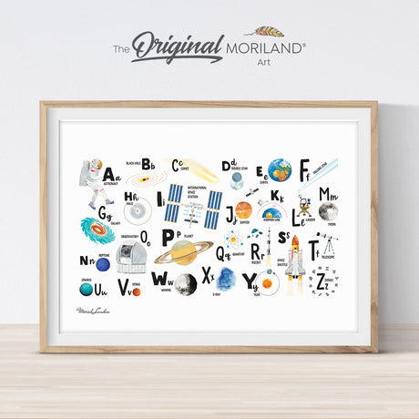 Educational Space Alphabet Print Horizontal - Printable Art by MORILAND