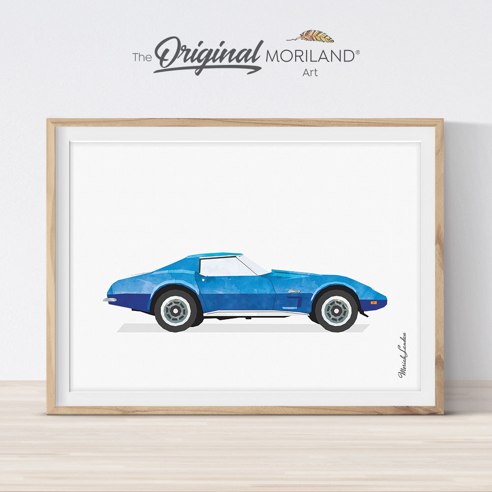 Blue Classic Sporty Car Print - Printable Art