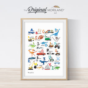 Transportation, Dinosaurs & Sports Alphabet Print Vertical - Printable Art
