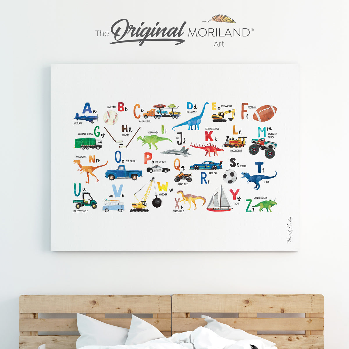 Transportation, Dinosaurs & Sports Alphabet Canvas Print for boys room