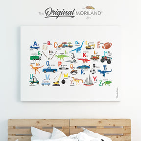 Transportation, Dinosaurs & Sports Alphabet Canvas Print for boys room