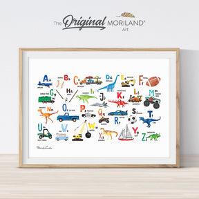 Transportation, Dinosaurs & Sports Alphabet Print Horizontal - Printable Art by MORILAND