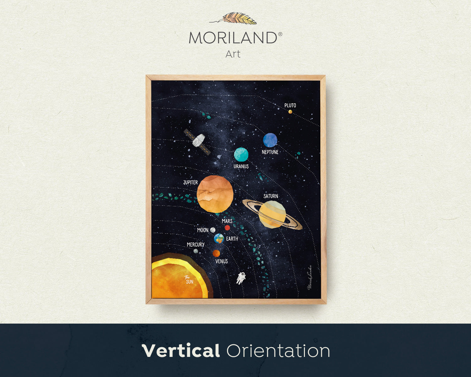 Solar System Dark Outer Space Print | Vertical - Printable Art