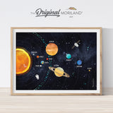 Solar System Dark Outer Space Print | Horizontal - Printable Art