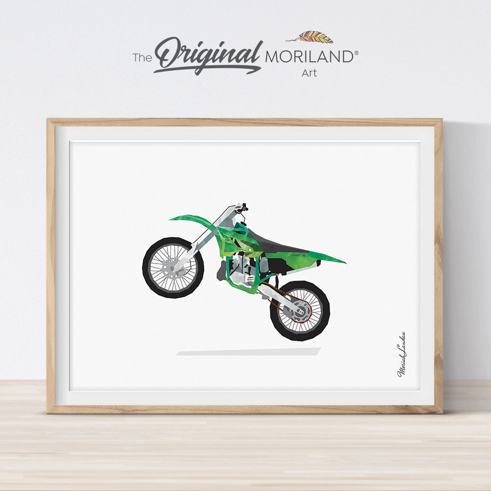 Green Wheelie Dirt Bike Print - Printable Art