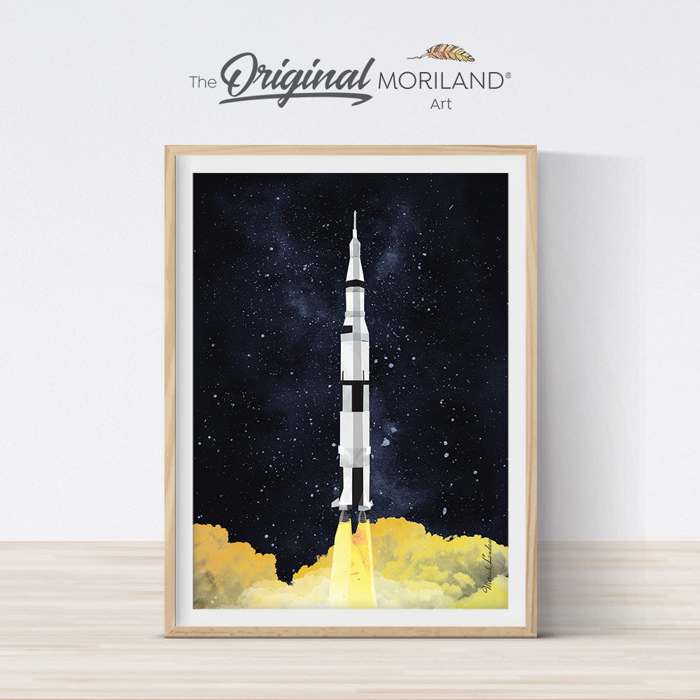 Rocket Ship Print, Spaceship Art, Outer Space Printable, Nursery Wall Art, Kids Room Decor, Galaxy, Spacecraft Art, Vertical Space Print, Space Wall Decor, Vertical Bedroom Decor, Planet Art, Outer Space Boy Bedroom Print, Galaxy Wall Art, Educational Wall Art, MORILAND Art