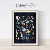 Space Alphabet Print, Vertical Alphabet Poster, Educational Printable ABC Print, Space Wall Art, Boy Room Decor, Space Decor, Solar System Print, Space Wall Decor, Vertical Bedroom Decor, Planet Art, Outer Space Boy Bedroom Print, Galaxy Wall Art, Educational Wall Art, MORILAND Art