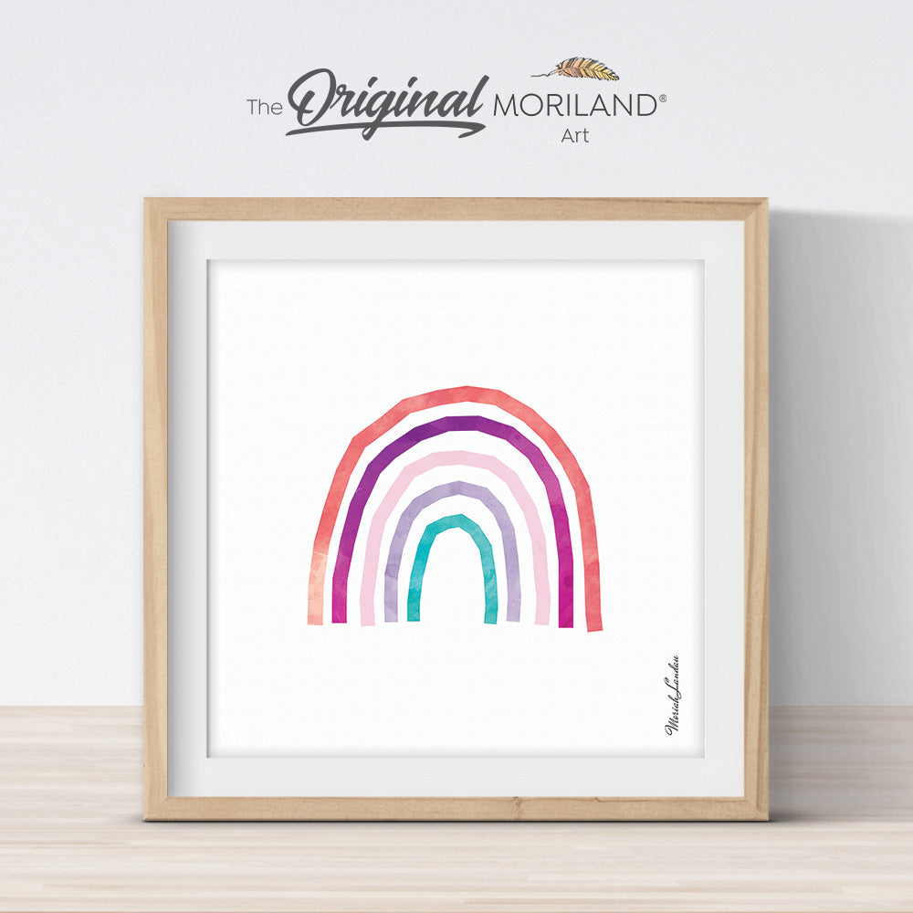 Rainbow in Pink Purple & Teal Print - Printable Art